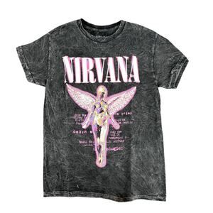Nirvana In Utero Heather Gray Pink Purple Band T-Shirt Short Sleeve Small Unisex